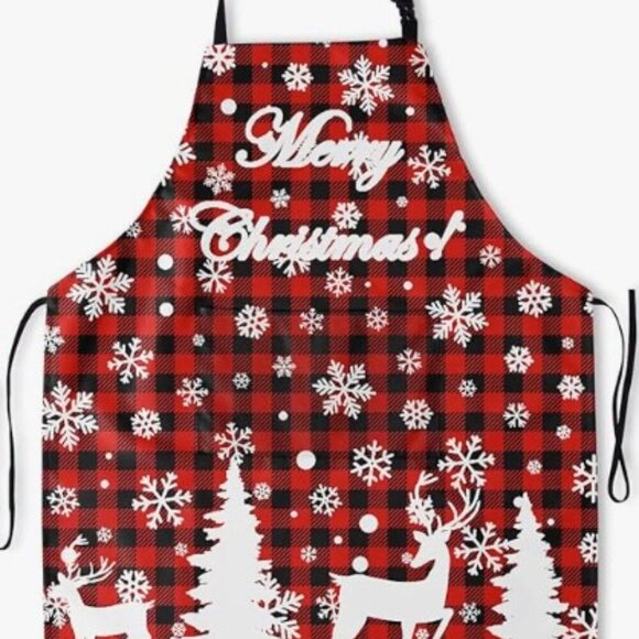MERRY CHRISTMAS BUFFALO PLAID APRON - Picture 3 of 12